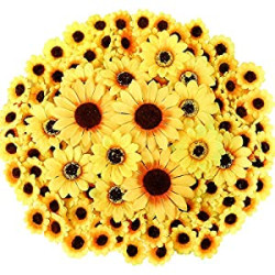 250pcs Artificial Silk Sunflower Heads Fall Sunflowers Decor 1.8" 3" 3.9"