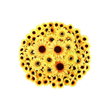 250pcs Artificial Silk Sunflower Heads Fall Sunflowers Decor 1.8" 3" 3.9"