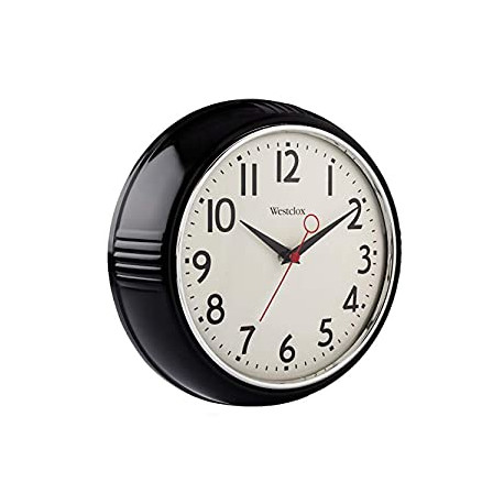 1950's Retro Case Convex Glass Clock, 9.5-Inch