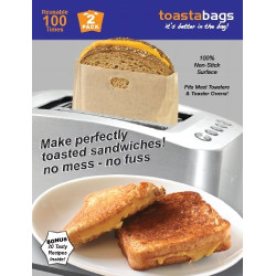Toastabags Reusable Non-Stick Sandwich/Snack "In Toaster" Grilling Bags, 2 Pack