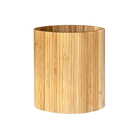 Oval Shaped Bamboo Kitchen Utensil Holder, 6" x 4" x 7"