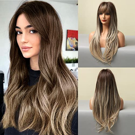 Black Gray Hightlight Straight Wig Hair