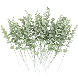 36pcs Artificial Eucalyptus Leaves Stems Real Grey Green