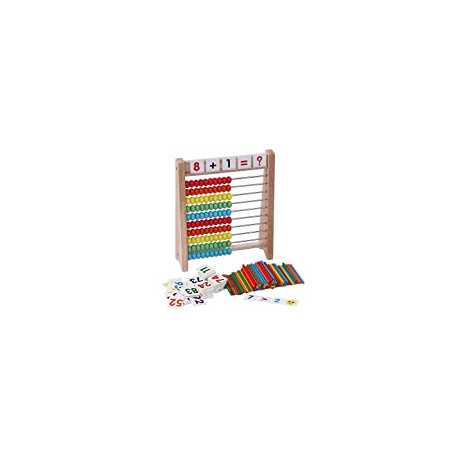 Wooden Abacus for Kids Math with 100 Counting Sticks