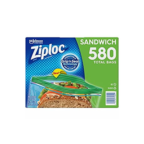 iploc Easy Open Tabs Sandwich Bags 580, 145 Count (Pack of 4)