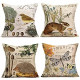 Set of 4 Cotton Linen Square Throw Pillow Case Home Couch Decor Cushion Cover 18" x 18" (Animal Set)