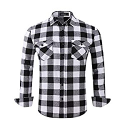 Men’s Plaid Flannel Shirts-Long Sleeve Casual Button Down