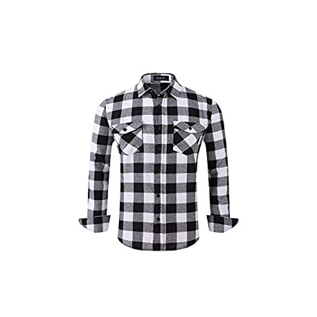 Men’s Plaid Flannel Shirts-Long Sleeve Casual Button Down