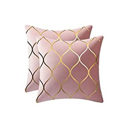 Gold Velvet Throw Pillow Covers: 2 Pack 16x16 Inch
