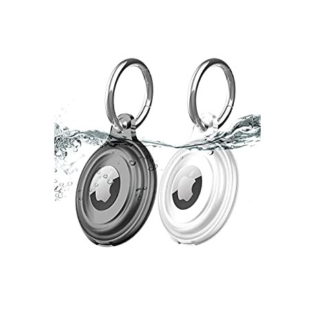 2 Pack IPX8 Waterproof AirTag Keychain Holder Case