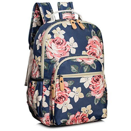 Water-resistant Floral School Backpack Travel