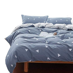3 Pieces Duvet Cover Set Blue Gray