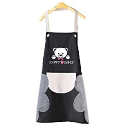 Women Kitchen Apron with Hand Wipe Pockets Adjustable Neck