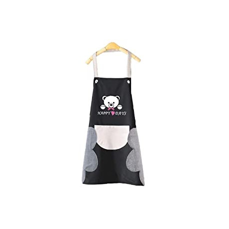 Women Kitchen Apron with Hand Wipe Pockets Adjustable Neck