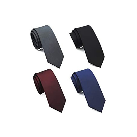 2.5 inch Slim Plain Neckties 4-Pack