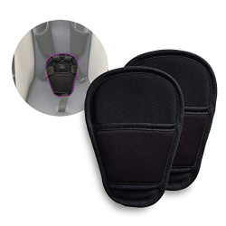 2 Pieces Baby Stroller Crotch Pads Car Seat Strap Pads Black, 7x4.9 Inch