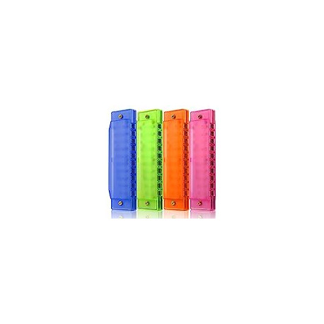 10 Hole Plastic Harmonica for Kids, 4 Pack