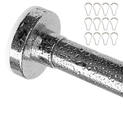 Tension Shower Curtain Rod with 12 Curtain Rings 48-84 Inches