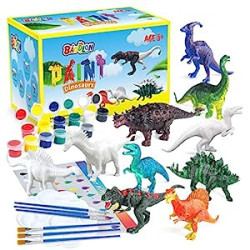 Kids Arts Crafts Set Dinosaur Toy Painting Kit - 10 Dinosaur Figurines