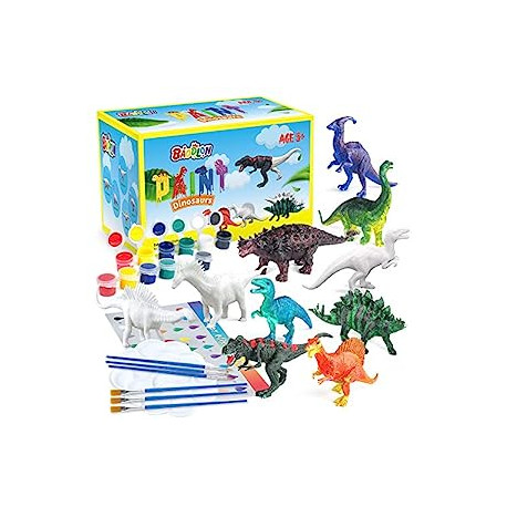 Kids Arts Crafts Set Dinosaur Toy Painting Kit - 10 Dinosaur Figurines