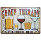 Pack 2 of Beer Club Wall Home Decor Group Therapy Practiced Here 12 X 8 Inches