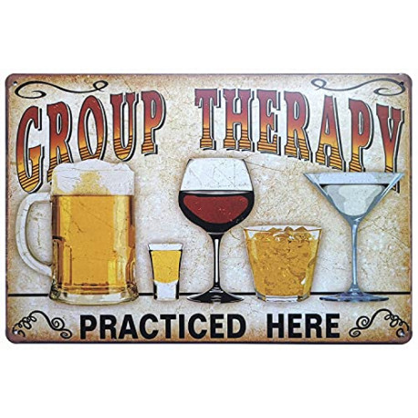 Pack 2 of Beer Club Wall Home Decor Group Therapy Practiced Here 12 X 8 Inches