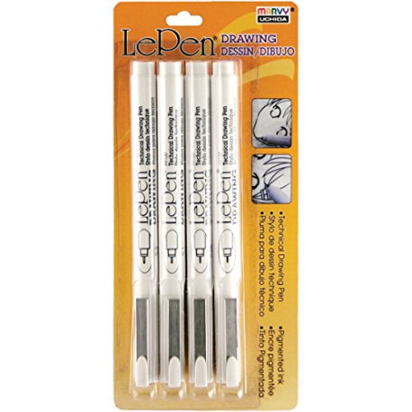 LePen Technical Drawing Set 4/Pkg Art Supplies, 4 Count (Pack of 1), Black