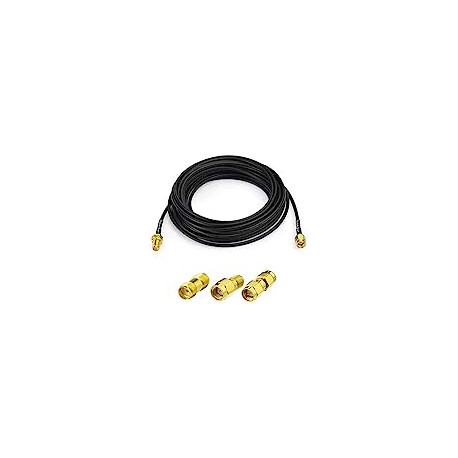 RF coaxial SMA Male to SMA Female Bulkhead RG174 6.56ft Cable + 3pcs RF Coax SMA Adapter Kit