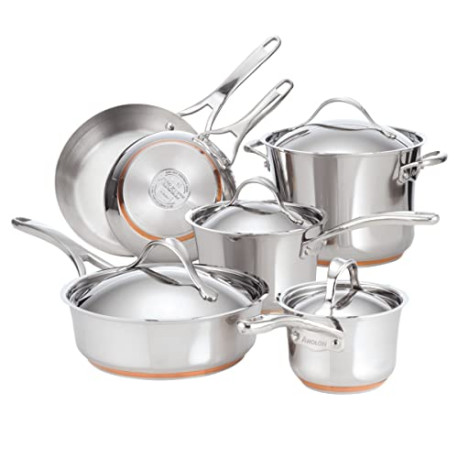 Stainless Steel Cookware Pots and Pans Set, 10 Piece