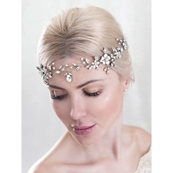 Bride Wedding Headband Silver Hair Vine Crystal