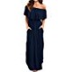 Women's Off The Shoulder Maxi Dress Wine Red and Navy