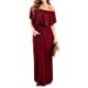 Women's Off The Shoulder Maxi Dress Wine Red and Navy