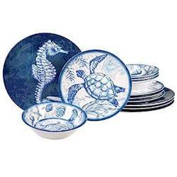 12 piece Melamine Dinnerware Set, Service for 4, Multi Colored