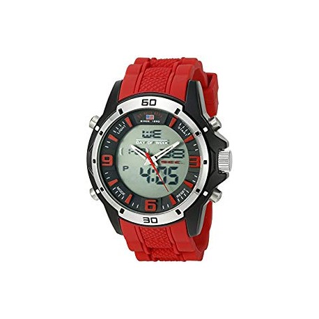 US9534 Analog-Digital Watch With Red Rubber Band
