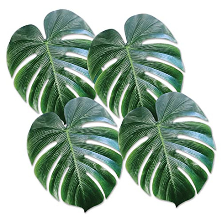 4 Piece Polyester Fabric Monstera Faux Tropical Palm