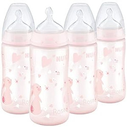 Baby Bottle, 10 oz, 4 Pack, Pink Bunnies,4 Count (Pack of 1)