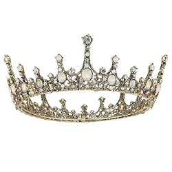 Tiaras Baroque Gold Bride Hair Accessories for Women (Gold)