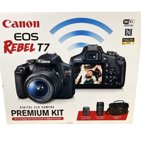 Canon EOS Rebel T7 Digital Camera 2 Lens Kit w/ 18-55mm and 75-300mm Lenses BAG