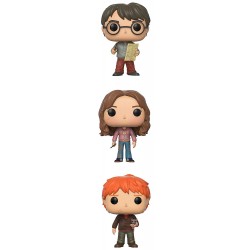 Funko Pop Series 4-Harry Potter w/Marauders Map, Hermione w/Time Turner, Ron Weasley with Scabbers Collectible Set