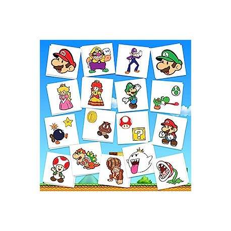 Mario Party Supply Temporary Tattoos | Pack of 34