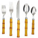20 Bamboo Plastic Piece Flatware Set, Natural