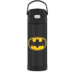 Pack 2 of THERMOS FUNTAINER 16 Ounce Stainless Steel Vacuum Insulated Bottle with Wide Spout Lid, Batman