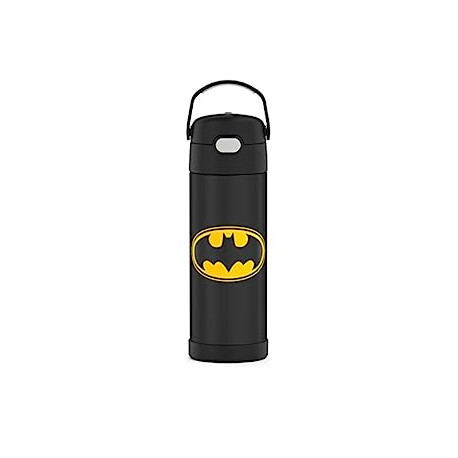 Pack 2 of THERMOS FUNTAINER 16 Ounce Stainless Steel Vacuum Insulated Bottle with Wide Spout Lid, Batman