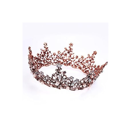 Baroque Queen Crowns Pearl Wedding Tiaras