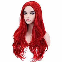 27 Inches Red Wig Long Wavy Wig Red