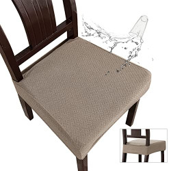 Pack 2 of Dining Chair Covers (4 PCS-Rear-Covered, Taupe)