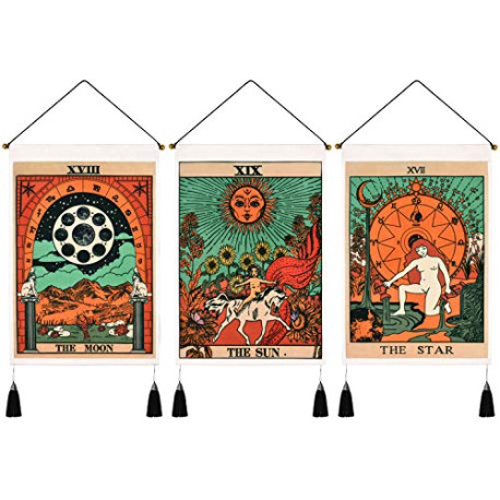 Pack of 3 Tarot Tapestry The Sun The Moon The Star Tarot Cards