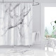 White Marble Shower Curtain Mat Set 2 Pcs Non-Slip