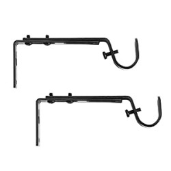 Adjustable Curtain Rod Brackets, Black (2-Pack)