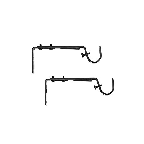 Adjustable Curtain Rod Brackets, Black (2-Pack)